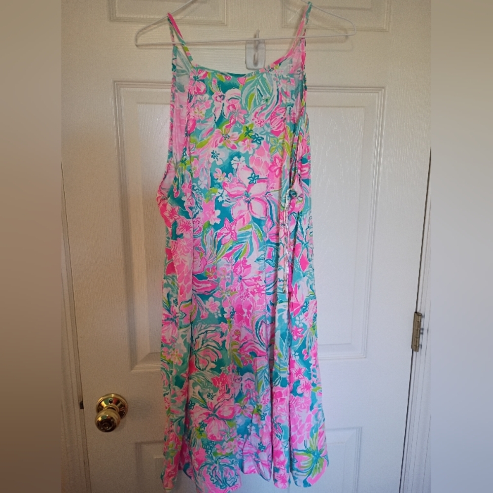 Lilly Pulitzer Pink & Teal Floral Slip Dress